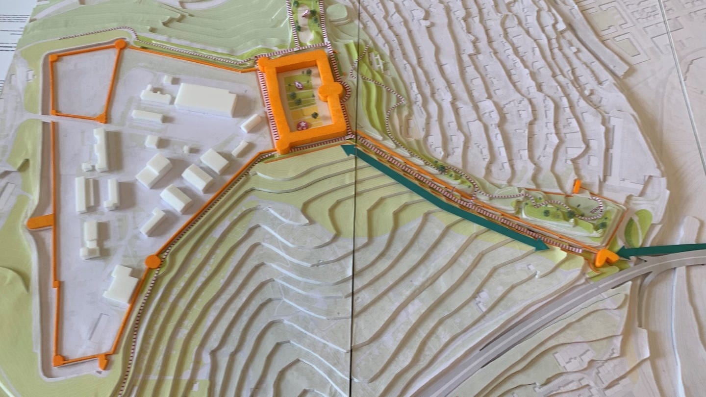 Modell zur Neugestaltung: In Ulm soll der Bereich zwischen Wilhelmsburg und Donau gestaltet werden. (Foto: SWR, Carola Kührig)