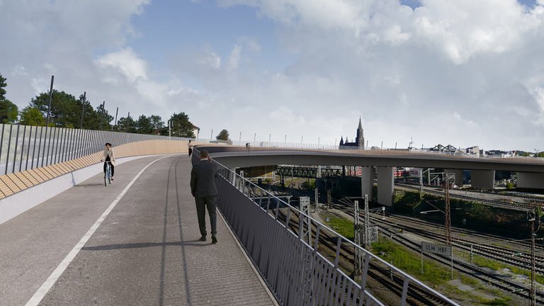 So soll die B10 in Ulm nach dem Umbau des Blaubeurer Rings und dem Neubau der Wallstraßenbrücke aussehen. (Foto: Knight Architects )