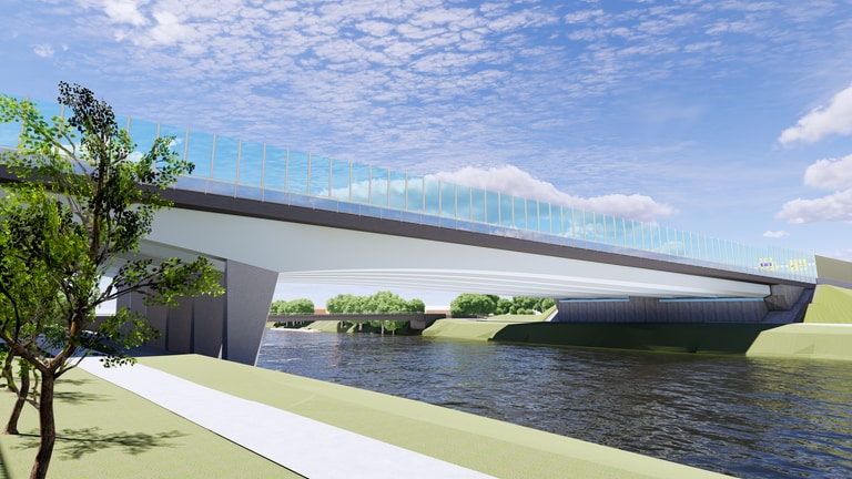 So soll sie aussehen: die neue Adenauerbrücke über die Donau zwischen Ulm und Neu-Ulm. (Foto: Staatliches Bauamt Krumbach)