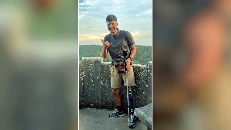 Der junge Soldat Ihor Bystresvskyi wurde bei Putins Angriffskrieg auf die Ukraine so schwer verletzt, dass er sein Bein verlor. In Ulm wurde er behandelt, bekam eine Prothese und lernte wieder laufen.  (Foto: privat)