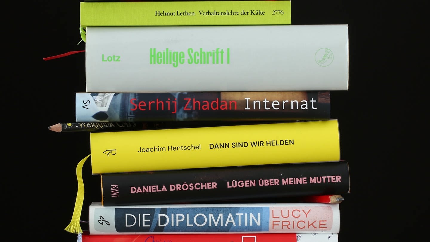 Ein hoher Stapel an Büchern liegt auf einem Tisch. (Foto: dpa Bildfunk, picture alliance/dpa/Literarischer Herbst | Gerd Mothes)