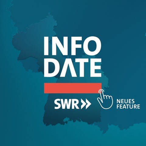 Auf einer Karte, auf der die Bundesländer Rheinland-Pfalz und Baden-Württemberg hervorgehoben sind, steht "SWR Aktuell. Das Audio-Nachrichten-Update". (Foto: SWR, SWR)