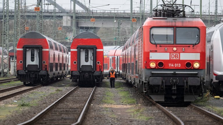 Züge der Deutschen Bahn stehen auf einem Abstellgleis am Hauptbahnhof in Frankfurt (Foto: dpa Bildfunk, picture alliance/dpa | Boris Roessler)