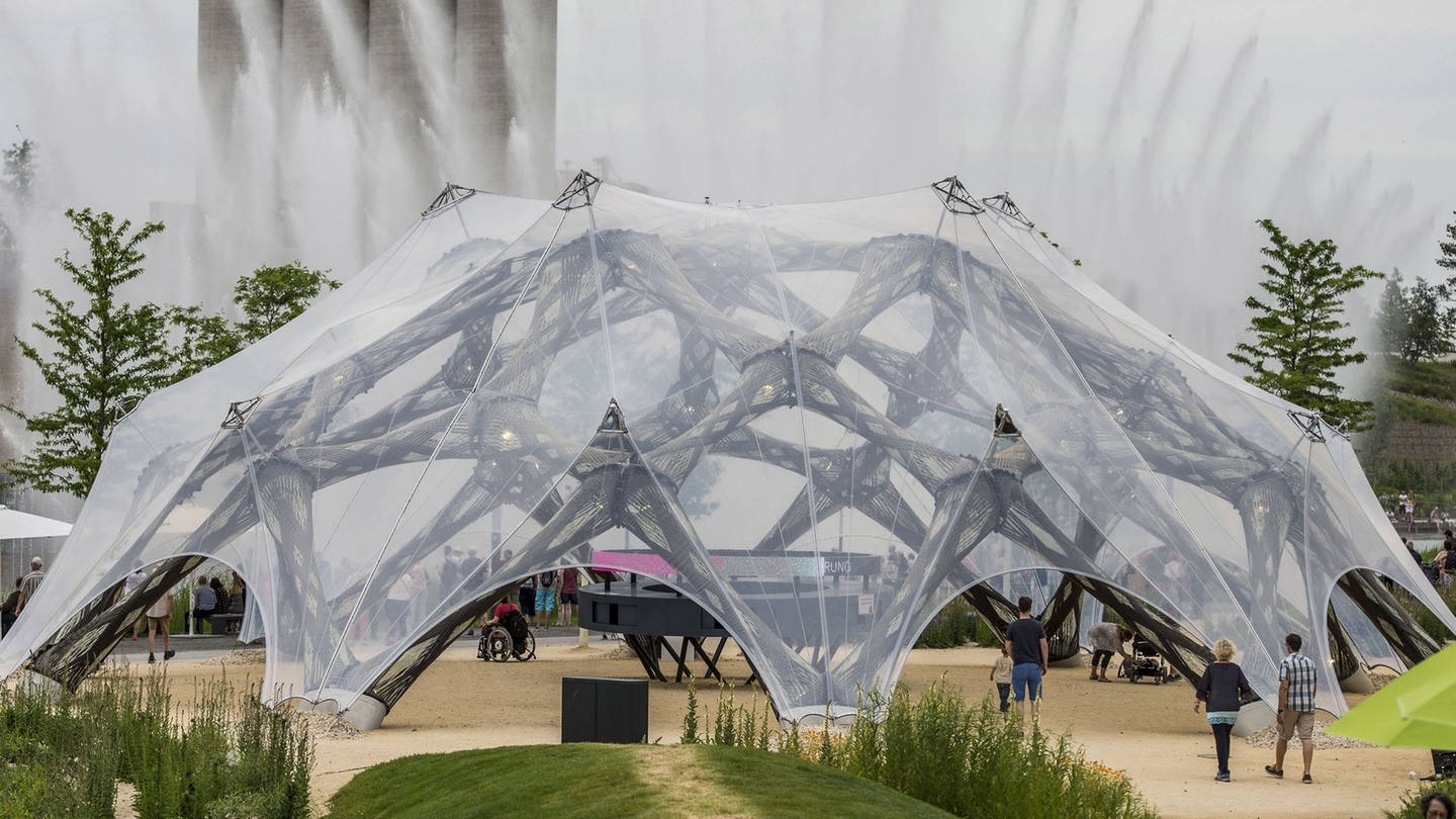 Auch so kann man bauen: betonfrei mit stabilen leichten Fasern. Buga-Pavillon Heilbronn 2019 (Foto: IMAGO, SWR)