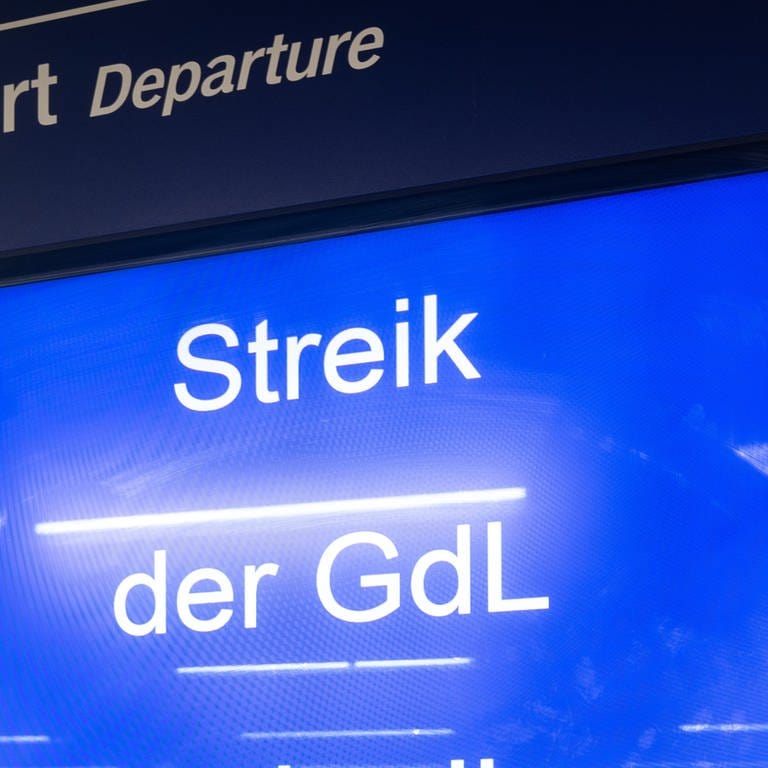 Eine Anzeigetafel der Bahn, die auf den GdL Streik hinweist (Foto: dpa Bildfunk, Picture Alliance)
