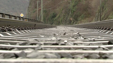 Hangrutsch mit Steinen auf den Gleisen (Foto: SWR)
