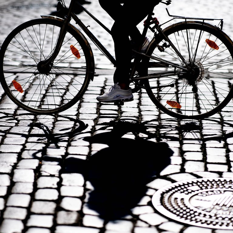 Ein Fahrradfahrer auf Kopfsteinpflaster (Foto: dpa Bildfunk, picture alliance/dpa | Guido Kirchner)