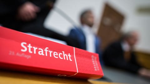 Ein Buch mit dem Titel "Strafrecht"  (Foto: dpa Bildfunk, picture alliance / Frank Rumpenhorst/dpa | Frank Rumpenhorst)