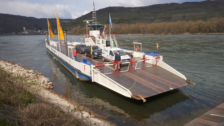 Die Rheinfähre verbindet das rheinland-pfälzische Niederheimbach mit dem hessischen Lorch. (Foto: picture-alliance / Reportdienste, picture alliance/dpa | Thomas Frey)