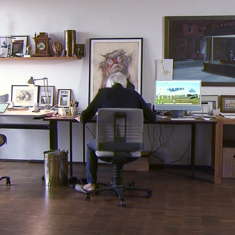 Karikaturist in seinem Büro (Foto: SWR, SWR)