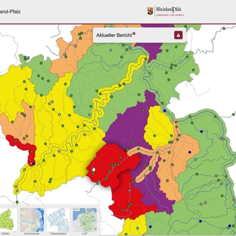 Die neue Hochwasserwarnkarte Rheinland-Pfalz zeigt auf einen Blick, wie groß die Hochwassergefahr ist