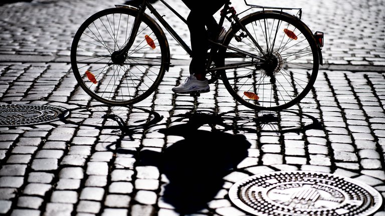 Ein Fahrradfahrer auf Kopfsteinpflaster (Foto: dpa Bildfunk, picture alliance/dpa | Guido Kirchner)