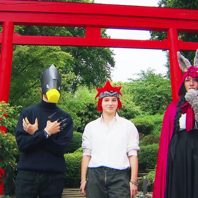 Cosplaytag im Japanischen Garten Kaiserslautern: Drei verkleidete Personen