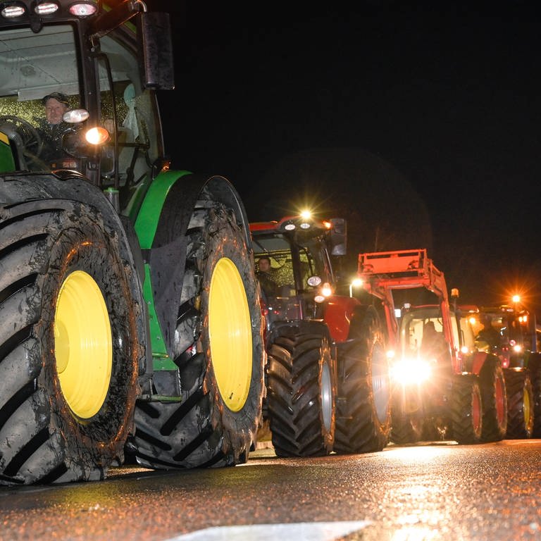 Traktoren bei einem Protest  (Foto: picture-alliance / Reportdienste, picture alliance/dpa | Heiko Rebsch)