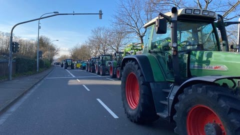 Traktoren unterwegs in Mainz im Rahmen der Proteste der Bauern.