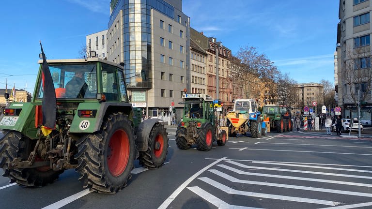 Bauern-Protest rollt mit Traktoren durch die Landeshauptstadt (Foto: SWR, Franziska Lehnhardt)