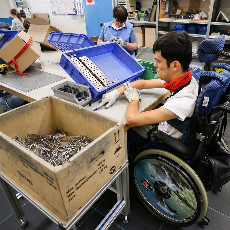 Ein Mitarbeiter arbeitet in einer Behindertenwerkstatt. (Foto: dpa Bildfunk, picture alliance/dpa/dpa-Zentralbild | Jan Woitas)