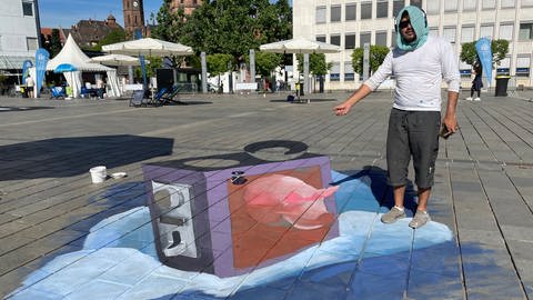 3D-Malerei auf dem Stiftsplatz in Kaiserslautern (Foto: SWR)