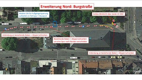 Karte von der Verkehrsführung für Autofahrer an der Fruchthalle Kaiserslautern (Foto: Stadtverwaltung Kaiserslautern)