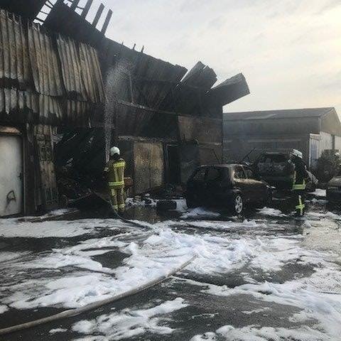 Brand einer Lagerhalle in Rodenbach (Foto: Feuerwehr Verbandsgemeinde Weilerbach)