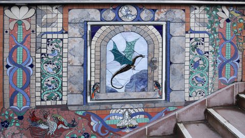 Mosaik an einer Treppe in Pirmasens