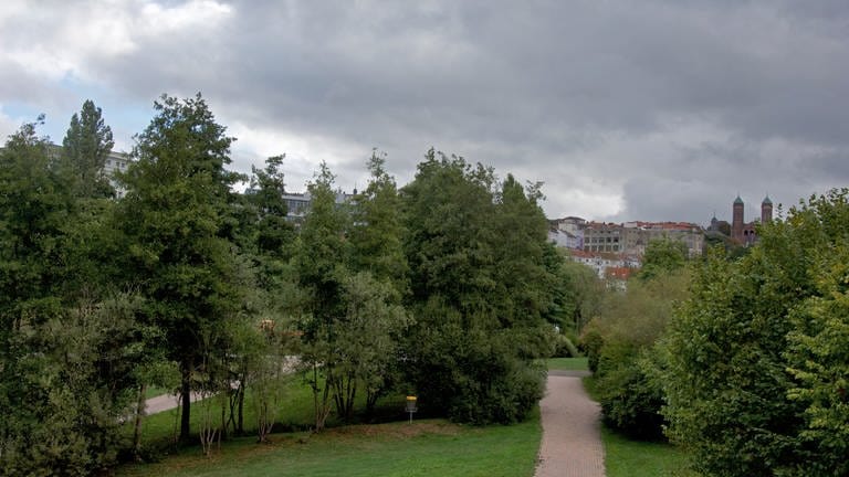 Blick vom Strecktalpark in Pirmasens auf die Stadt 2022. (Foto: SWR, Moritz Hackl)