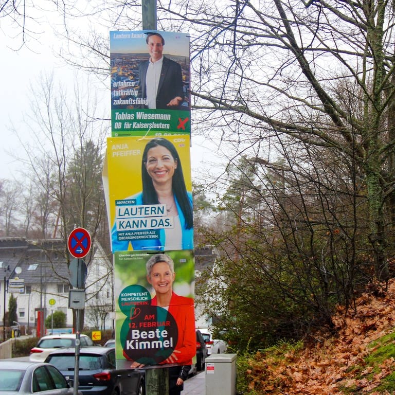 Wahlplakate für die Oberbürgermeisterwahl in Kaiserslautern. (Foto: SWR)