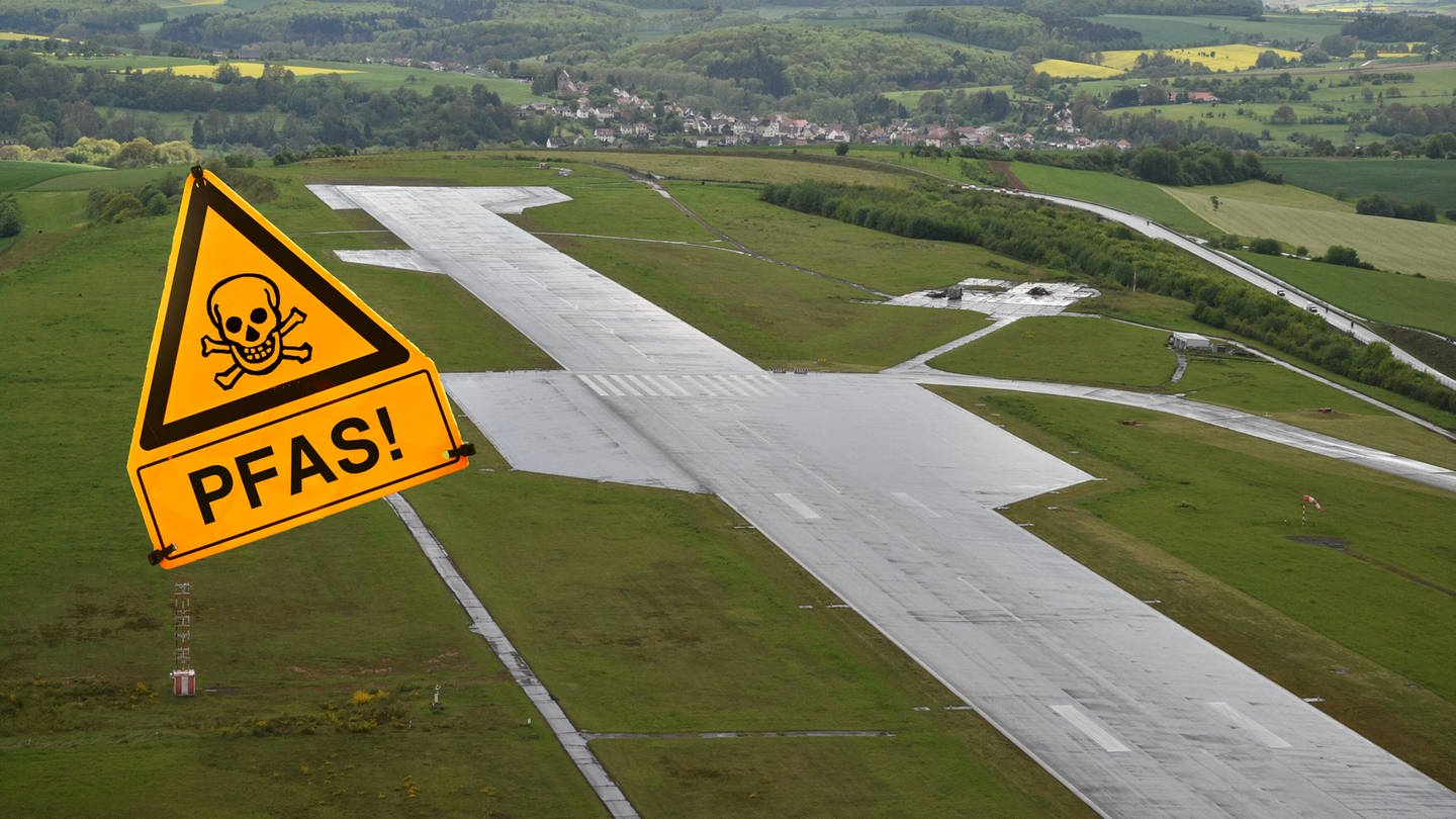 PFAS-Chemikalien finden sich mittlerweile in den Böden an vielen Orten in Deutschland, stark ist auch der Flughafen Zweibrücken betroffen. (Foto: Fotomontage: SWR/ Imago)