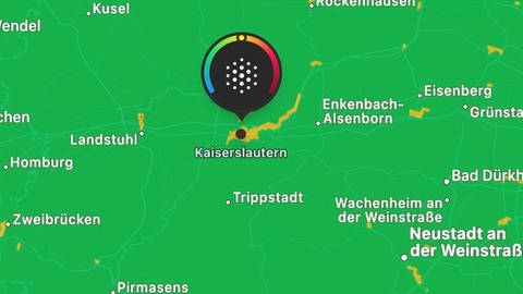Die Luftqualität in der Region Kaiserslautern in der Wetter-App von Apple: alles im grünen Bereich.