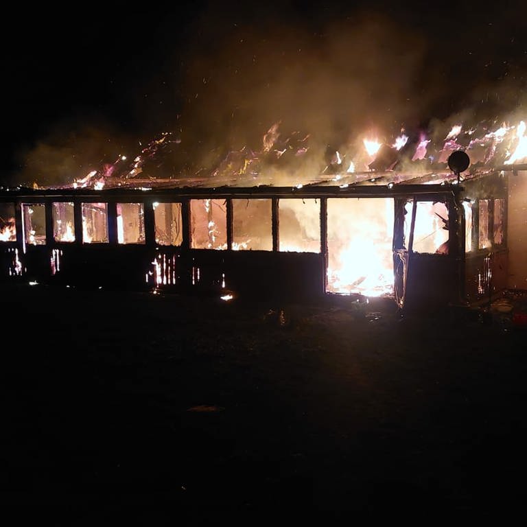 Das Wohnhaus in Martinshöhe wurde duch das Feuer komplett zerstört. 