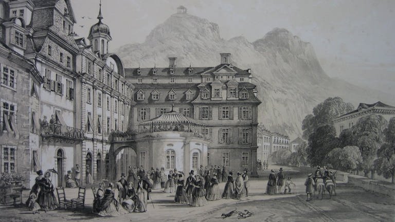 Zeichnung des Bad Emser Kurhauses circa 1850 (Foto: Stadtarchiv Bad Ems)