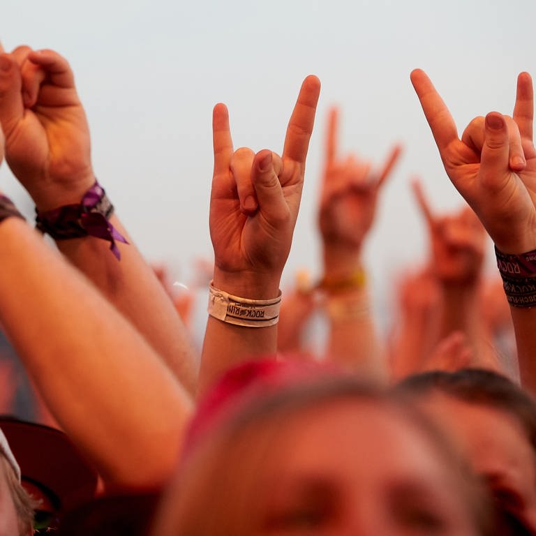 Menschen recken bei Rock am Ring 2018 die Hände zur Musik in die Höhe (Foto: dpa Bildfunk, Picture Alliance)