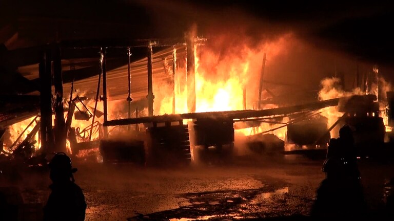 In Rennerod hat in der Nacht das Sägewerk im Industriegebiet gebrannt. (Foto: SWR)