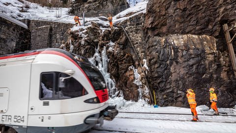 In der Schweiz gehört die Sicherung von Felswänden an Bahngleisen zum täglichen Geschäft (Foto: Pressestelle, SBB Ag)