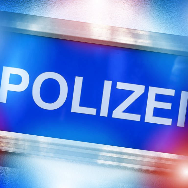 Polizei-Schild mit Blaulicht (Foto: IMAGO, Christian Ohde)