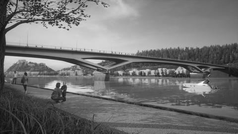 Künstlerische Darstellung der geplanten Pfaffendorfer Brücke in Koblenz