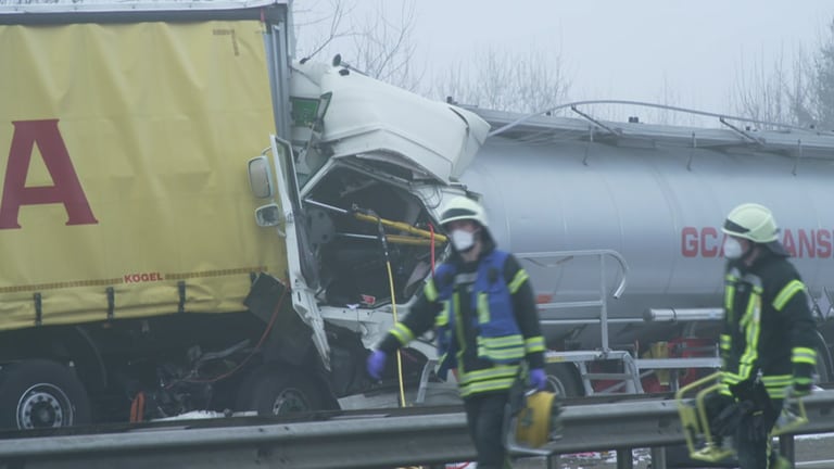 Unfall auf der A3 bei Ransbach-Baumbach mit Gefahrgut-Lkw (Foto: SWR)