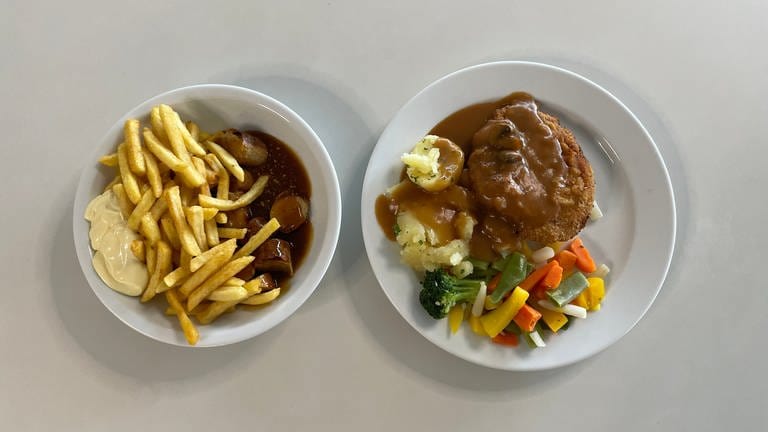 Neues Angebot der Handwerkskammer vor allem für Azubis: Gesundes Mittagessen ist kostenlos, Fettiges und Salziges wie Currywurst und Pommes kostet etwas (Foto: SWR)