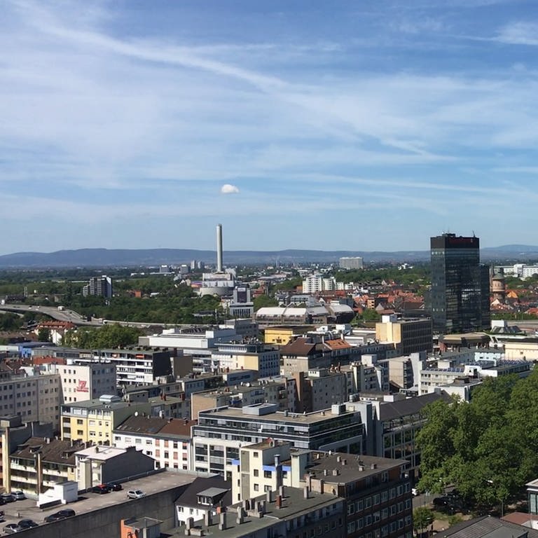 Aus der Vogelperspektive: Die Innenstadt von Ludwigshafen (Foto: SWR)