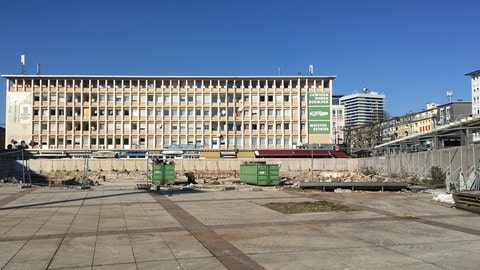 Die Baustelle am Berliner Platz im Februar 2018