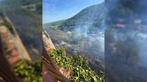 Brand bei Neuleiningen: Löschhubschrauber an Steilhang eingesetzt