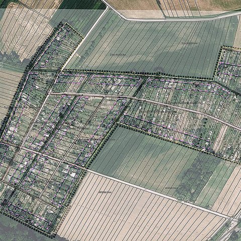 Kleingartengebiet Schemmel (Foto: Luftbild und Kataster: © GeoBasis-DE / LVermGeoRP 2022)