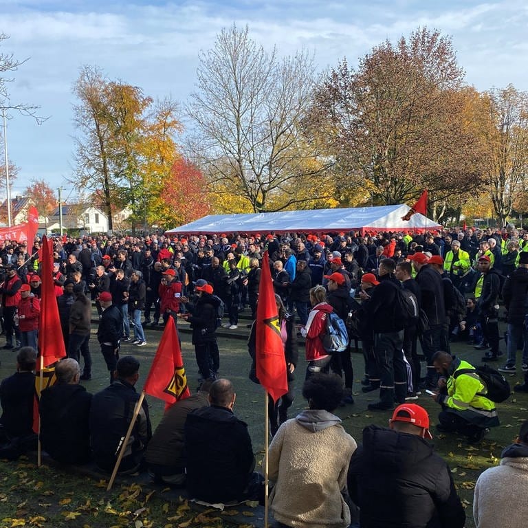 Daimler Mitarbeiter streiken in Wörth (Foto: SWR)