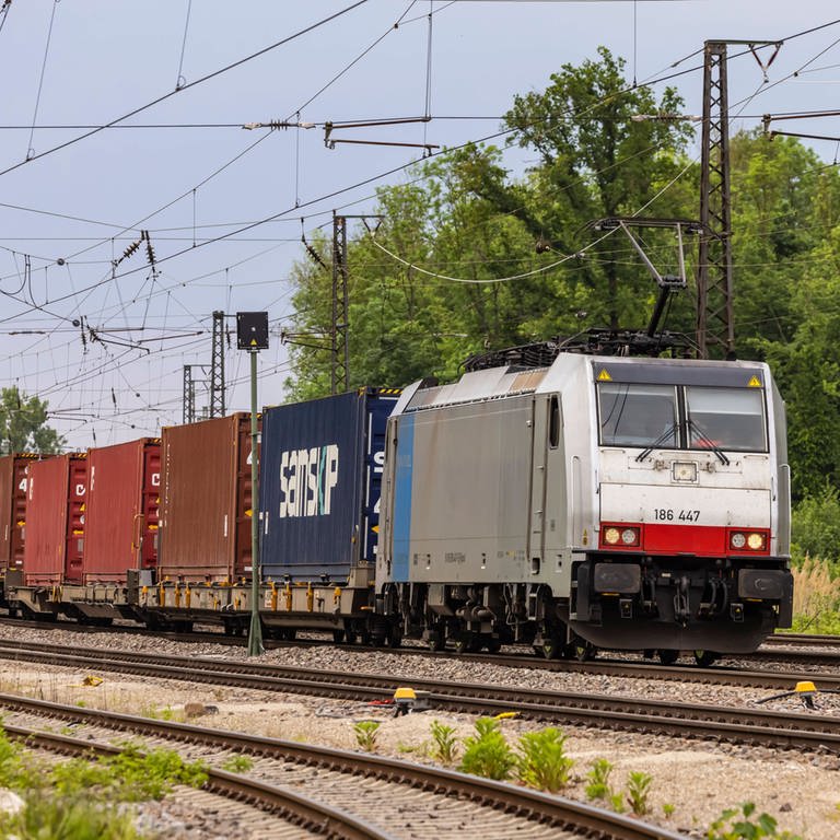 Ein Güterzug auf einer Bahntrasse (Foto: IMAGO, imago)