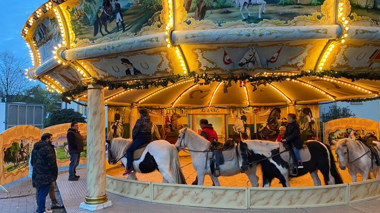 Ponys auf dem Weihnachtsmarkt in Frankenthal: Tierschützer, Besucher und Betreiber haben unterschiedliche Ansichten zum Ponyreiten (Foto: SWR)