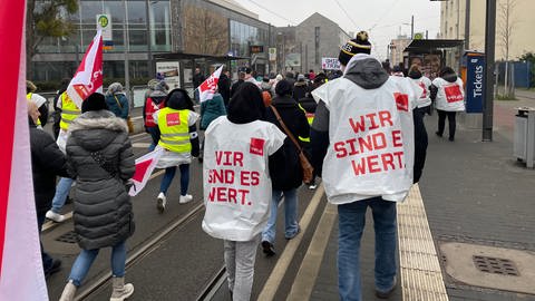 Demonstrationszug der Mitarbeiter im Öffentlichen Dienst in Ludwigshafen (Foto: SWR)