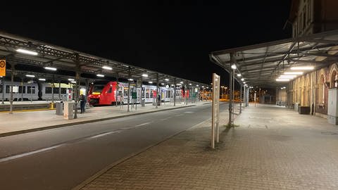 Der Bahnhof in Grünstadt am Tag Eins des Streiks der Lokführer