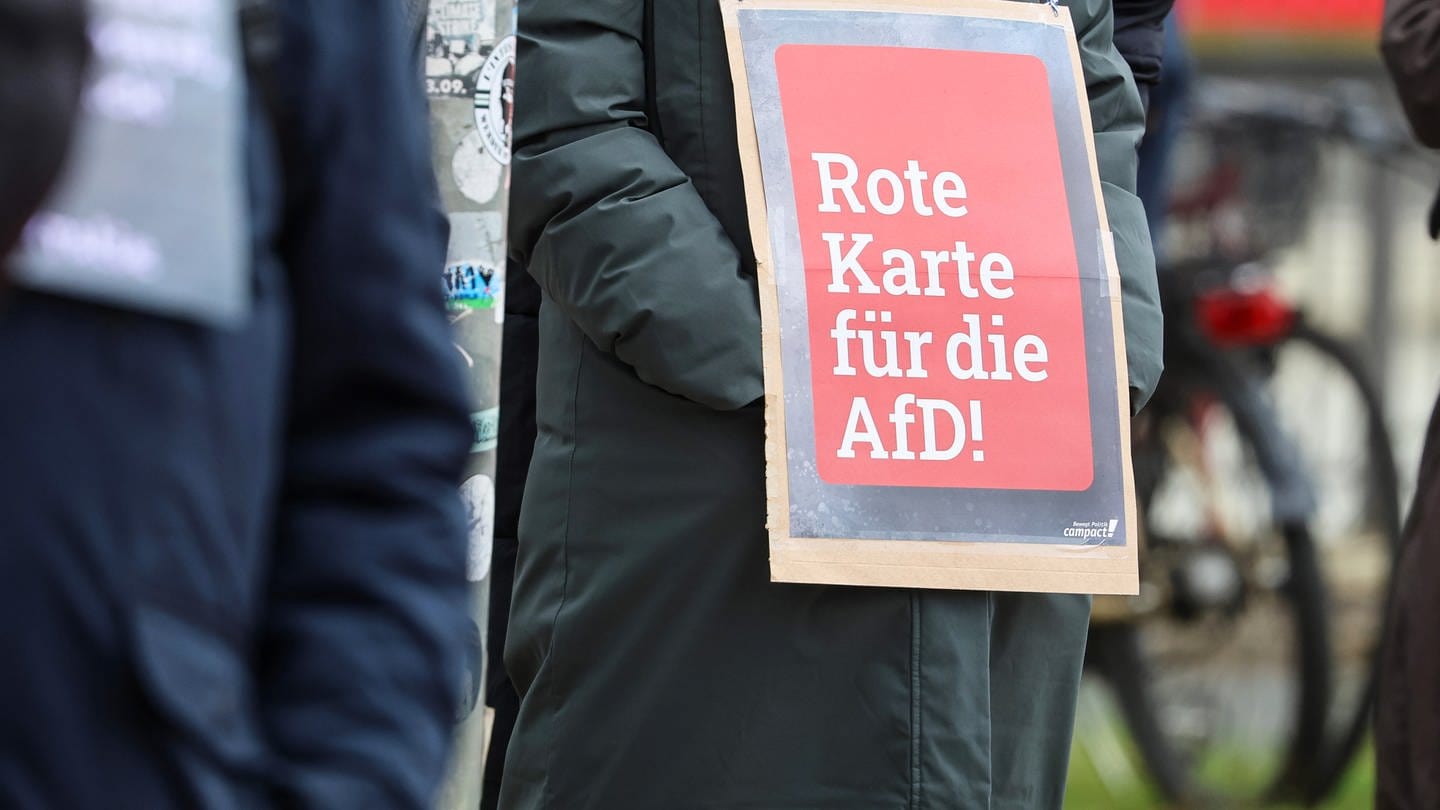 Rote Karte gegen die AfD (Foto: dpa Bildfunk, Picture Alliance)