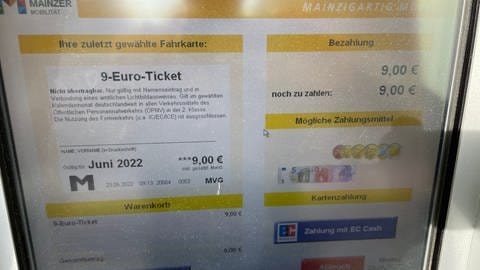 Das 9-Euro-Ticket kann seit dem 23. Mai auch in Mainz gekauft werden. (Foto: SWR, Golo Schlenk)