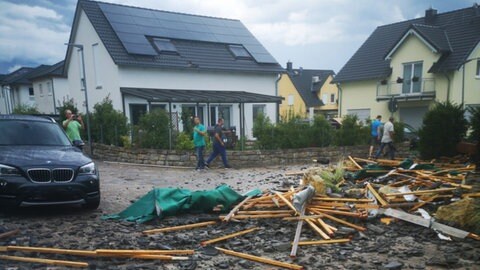 Unwetterschäden an einem Haus